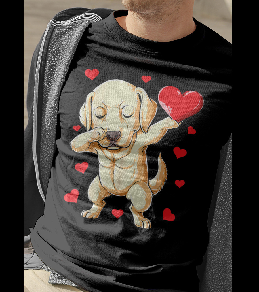 Valentines Day Dabbing Labrador Dog Lover Heart T-Shirt