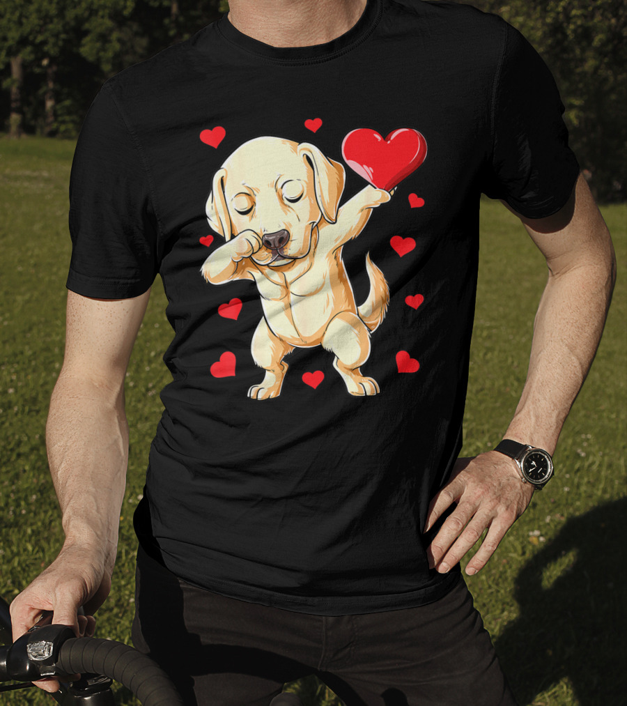 Valentines Day Dabbing Labrador Dog Lover Heart T-Shirt