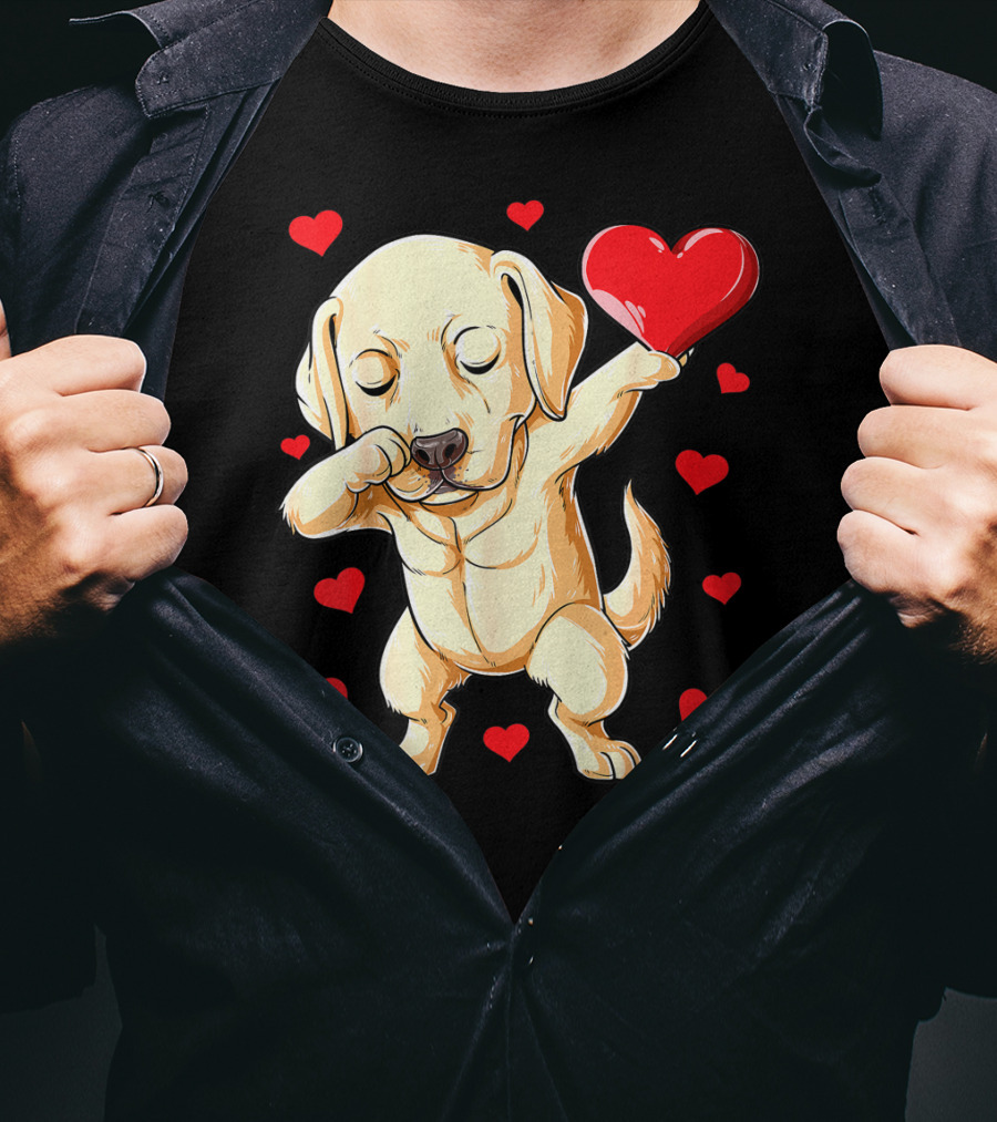 Valentines Day Dabbing Labrador Dog Lover Heart T-Shirt