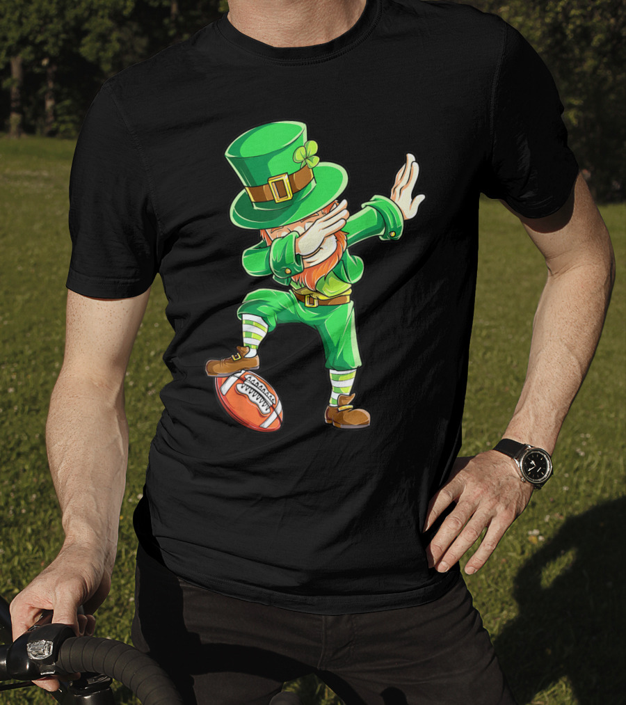 Dabbing Leprechaun On American Football Ball T-Shirt