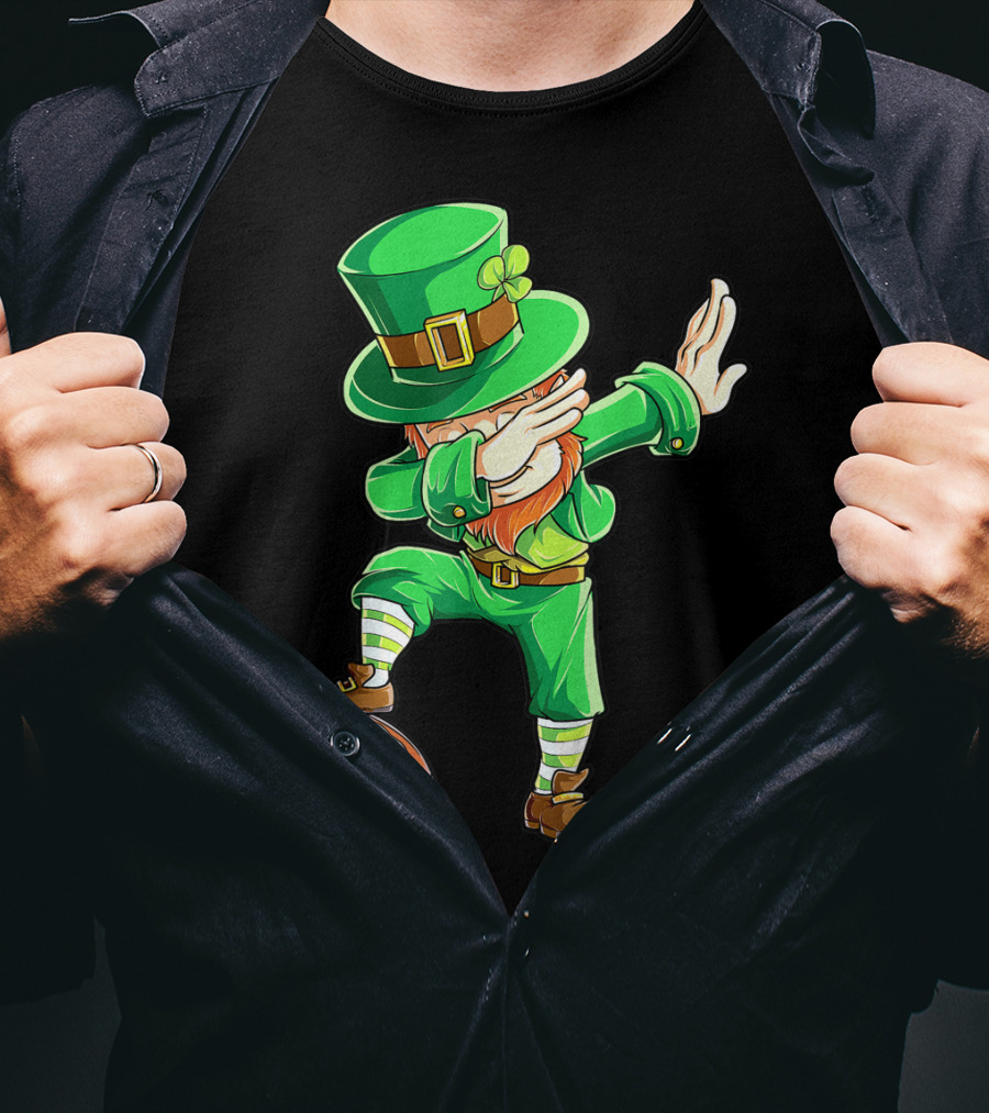 Dabbing Leprechaun On American Football Ball T-Shirt