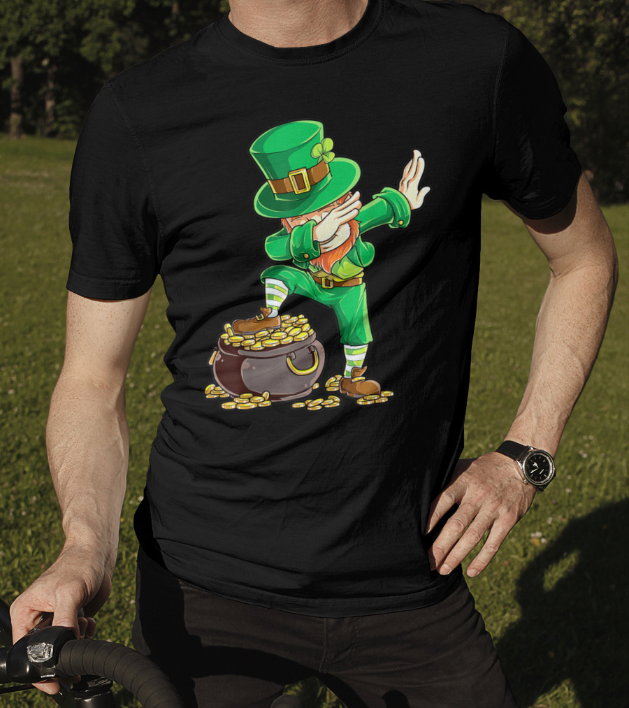 Dabbing Leprechaun Pot Of Gold St Patricks Day T-Shirt