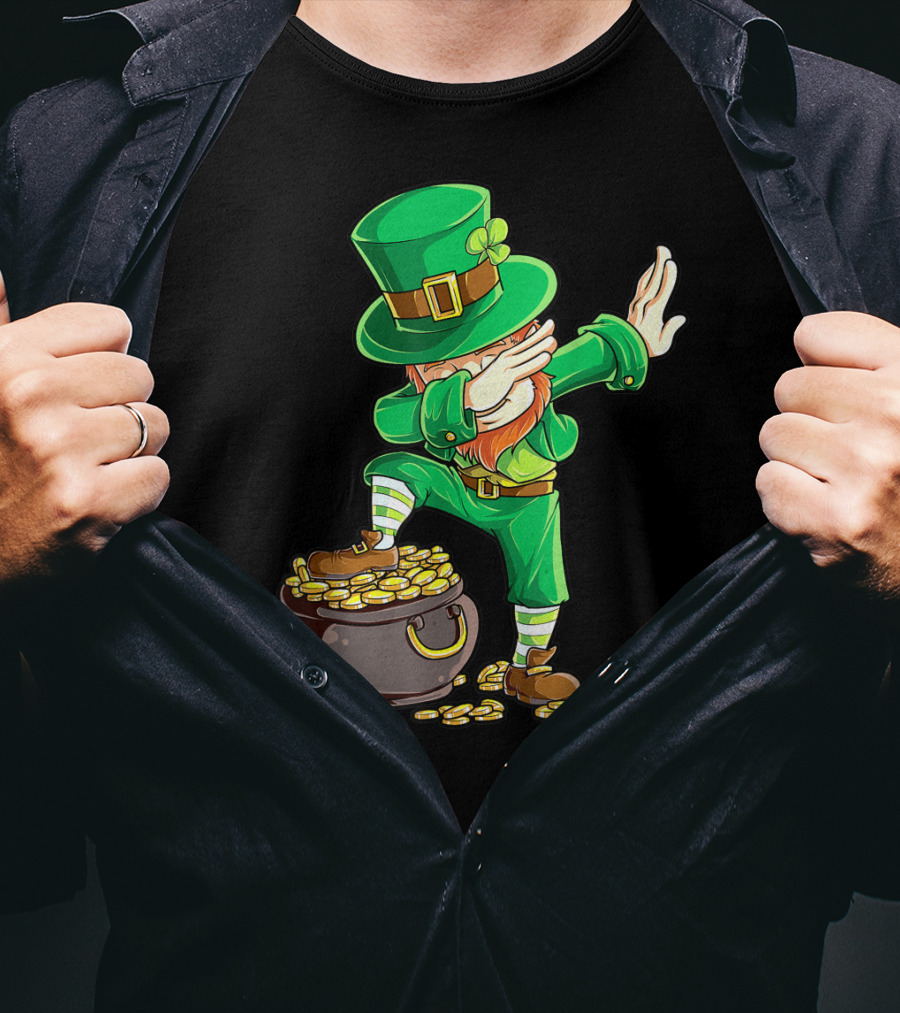 Dabbing Leprechaun Pot Of Gold St Patricks Day T-Shirt