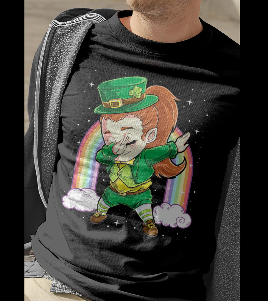 Dabbing Leprechaun St Patricks Day Women Dab Rainbow Special T-Shirt