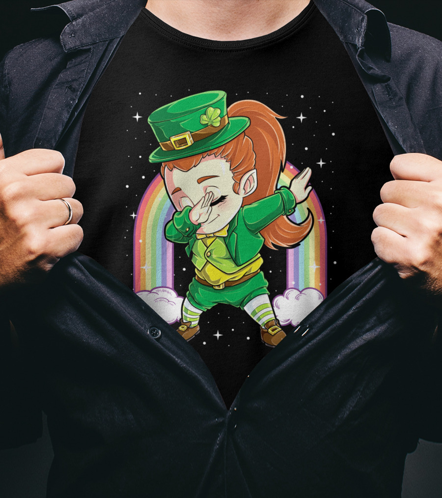 Dabbing Leprechaun St Patricks Day Women Dab Rainbow Special T-Shirt