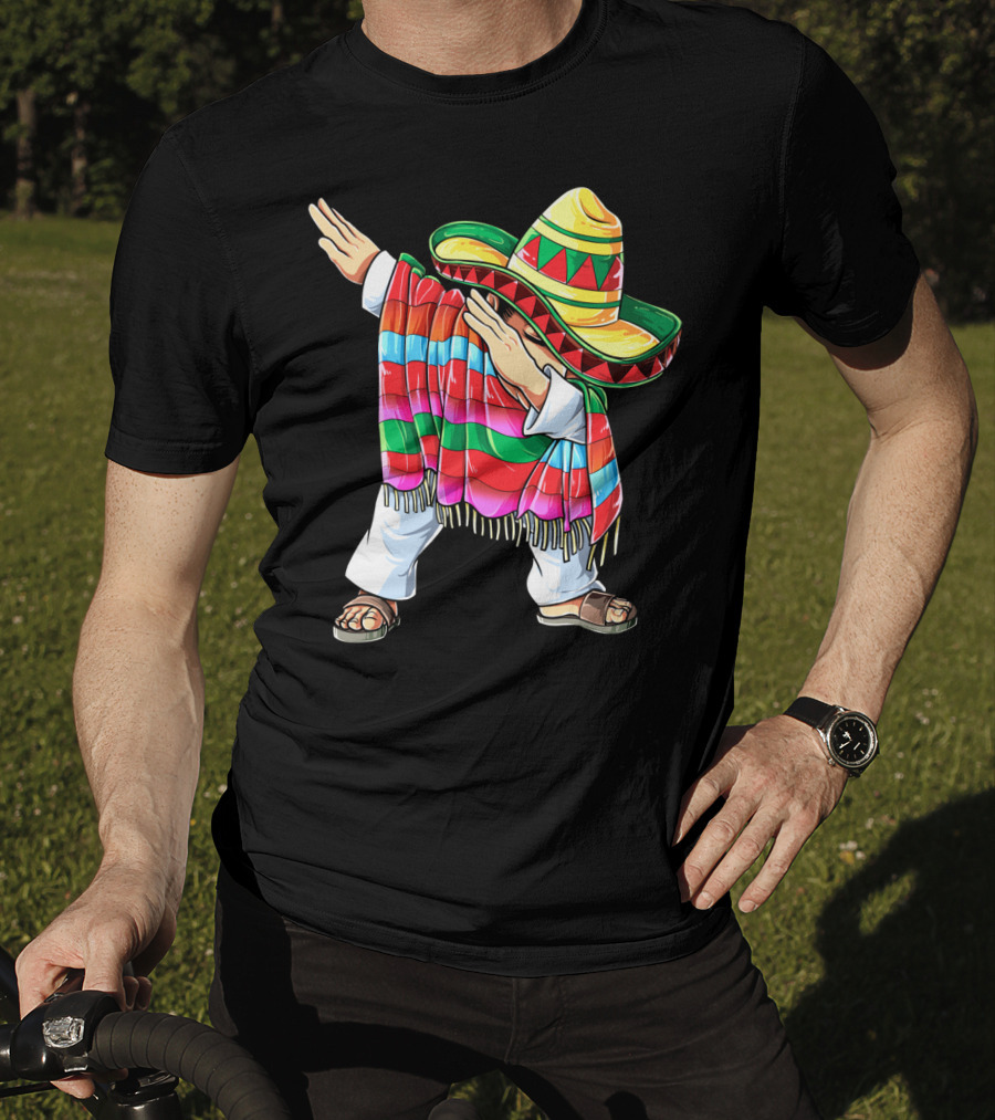 Cinco De Mayo Dabbing Sombrero Mexican Poncho Funny Dance T-Shirt