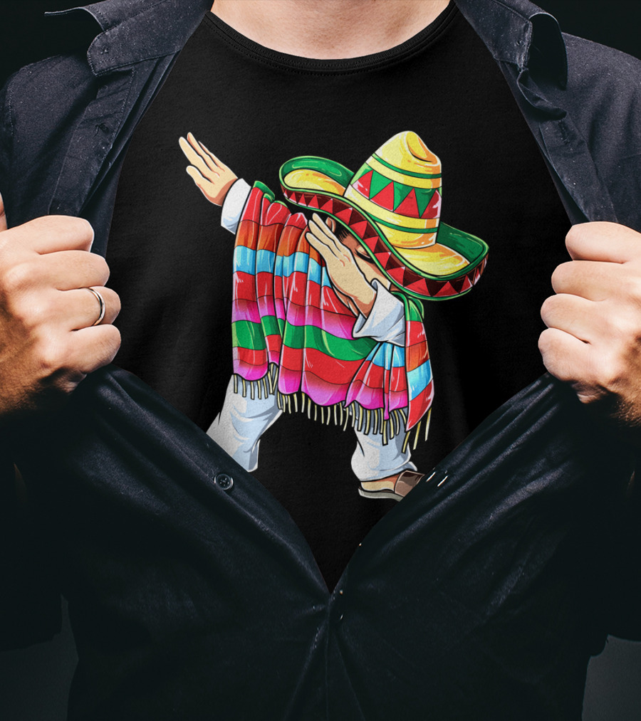 Cinco De Mayo Dabbing Sombrero Mexican Poncho Funny Dance T-Shirt