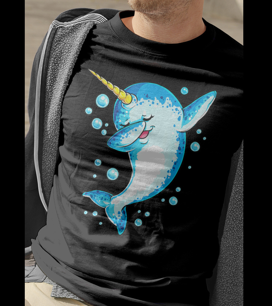 Dabbing Narwhal Unicorn For Girls And Boys Playful Sea Creature T-Shirt