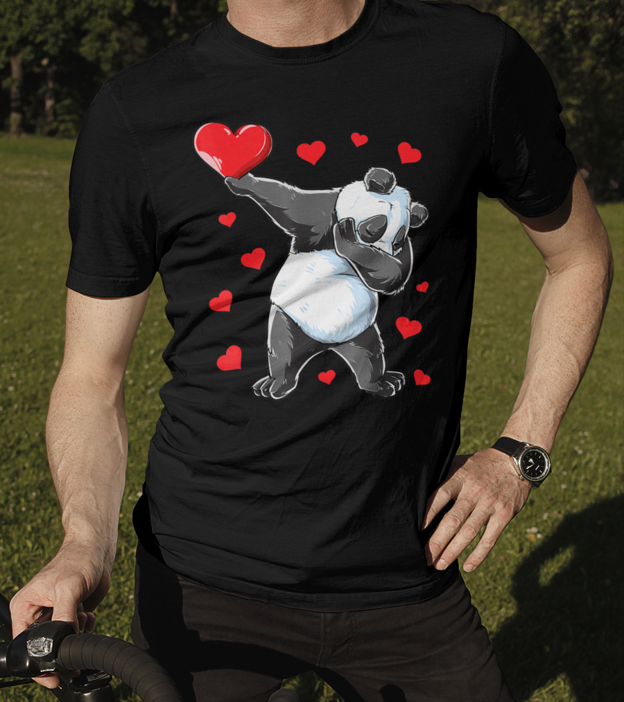 Valentines Day Dabbing Panda With Hearts Girls Bear T-Shirt