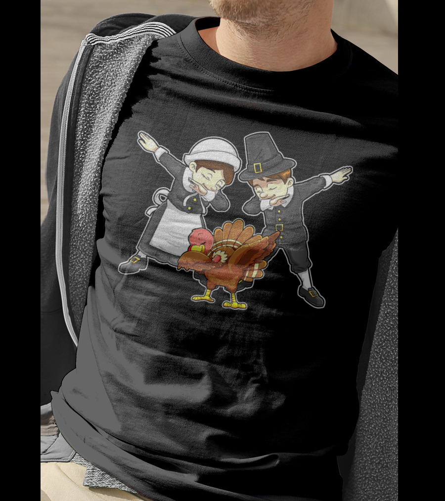 Thanksgiving Dabbing Dance Pilgrim Turkey Happy T-Shirt