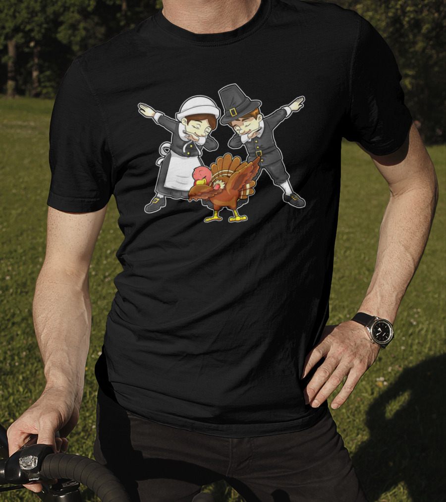 Thanksgiving Dabbing Dance Pilgrim Turkey Happy T-Shirt