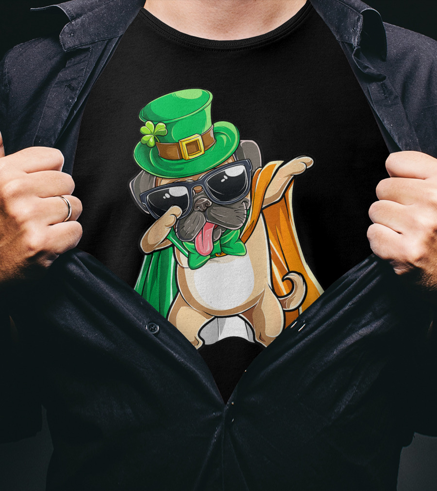 Dabbing Pug Leprechaun St Patrick's Day Boys Irish T-Shirt