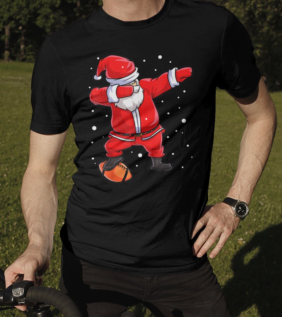 Dabbing Santa Football Christmas Snowflakes T-Shirt