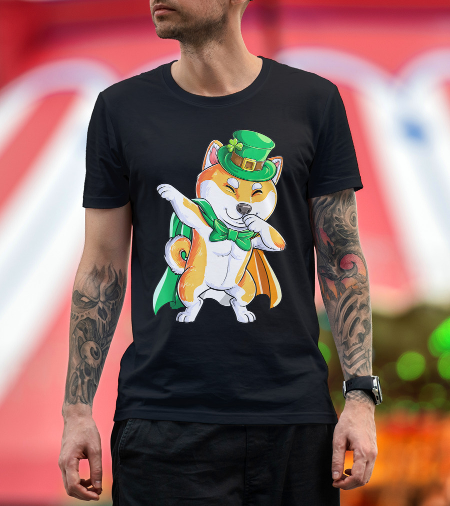 Dabbing Shiba Inu Leprechaun St Patricks Day Irish T-Shirt