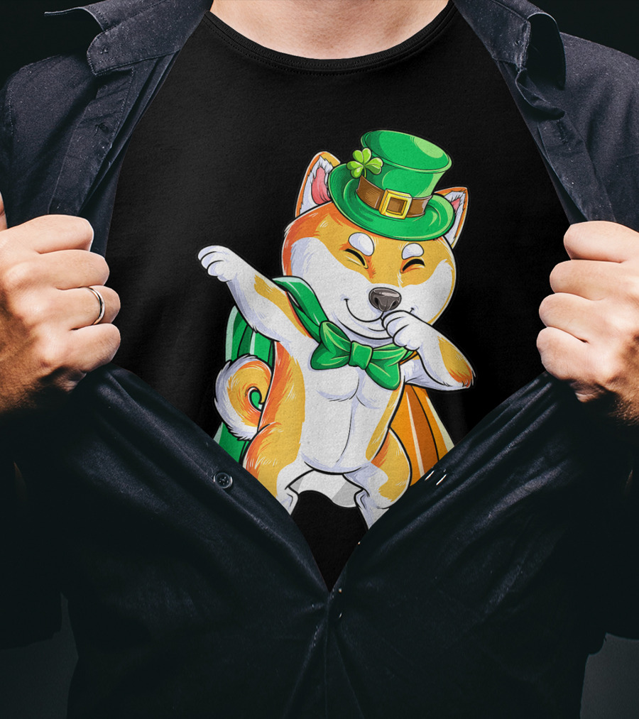 Dabbing Shiba Inu Leprechaun St Patricks Day Irish T-Shirt