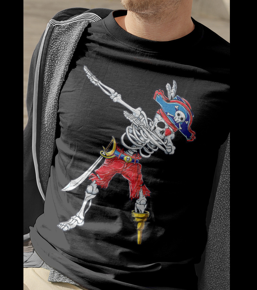 Dabbing Skeleton Pirate Jolly Roger Kids Skull Boys T-Shirt
