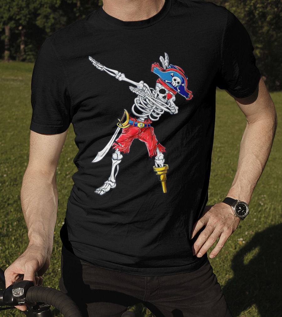 Dabbing Skeleton Pirate Jolly Roger Kids Skull Boys T-Shirt