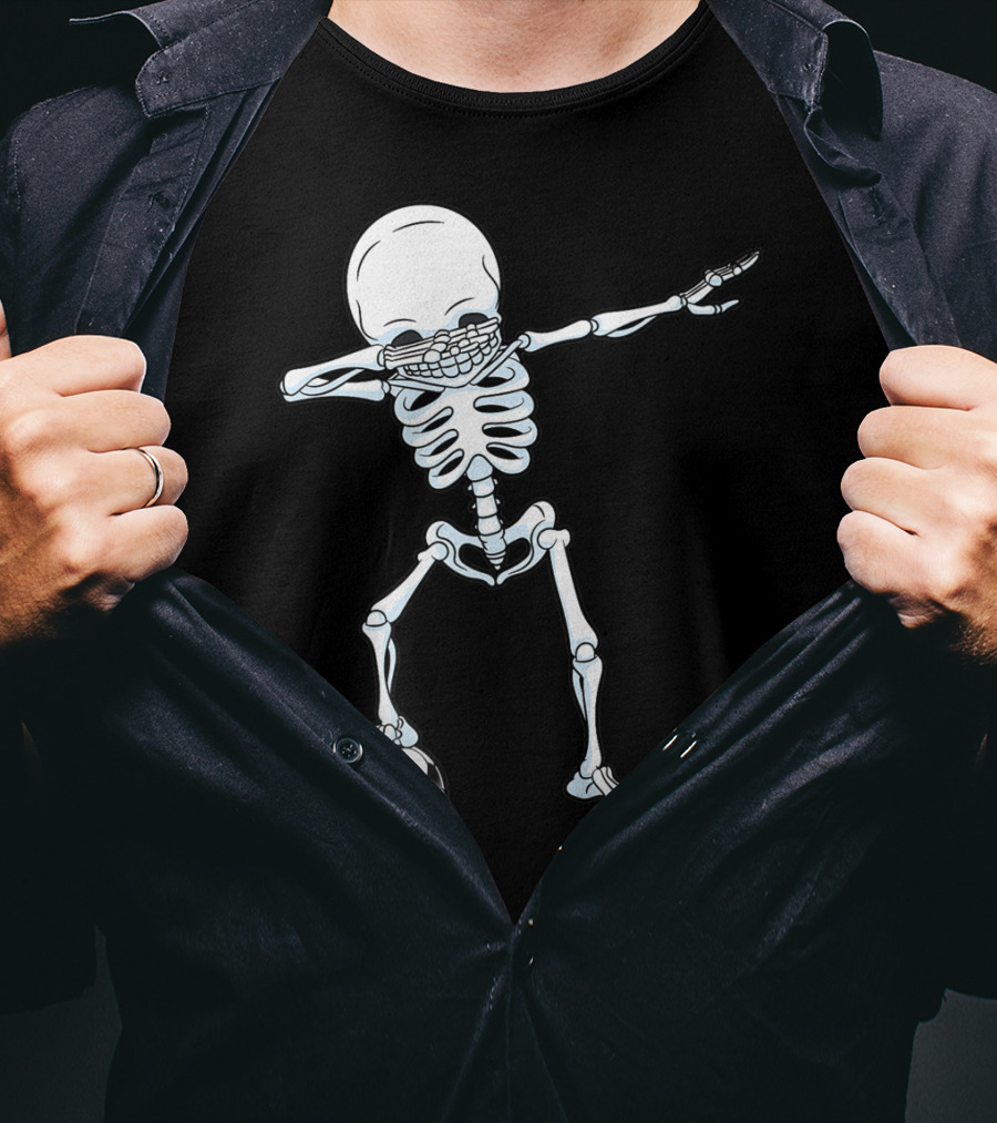 Dabbing Skeleton Halloween Soccer Skull T-Shirt