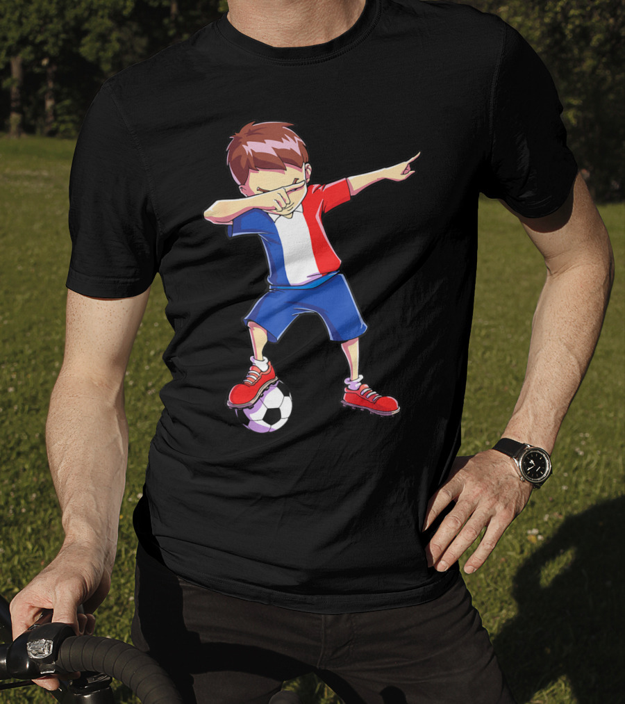France Dabbing Soccer Player Boys Men French Football T-Shirt