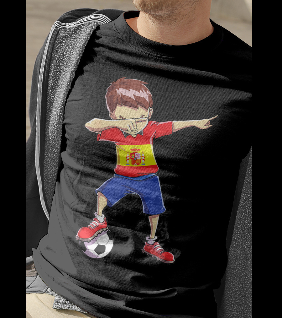 Spain Soccer Dabbing Kid Spanish Football T-Shirt