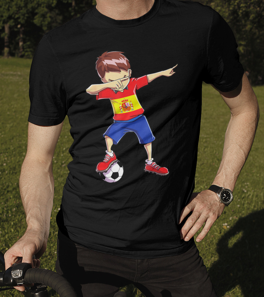 Spain Soccer Dabbing Kid Spanish Football T-Shirt