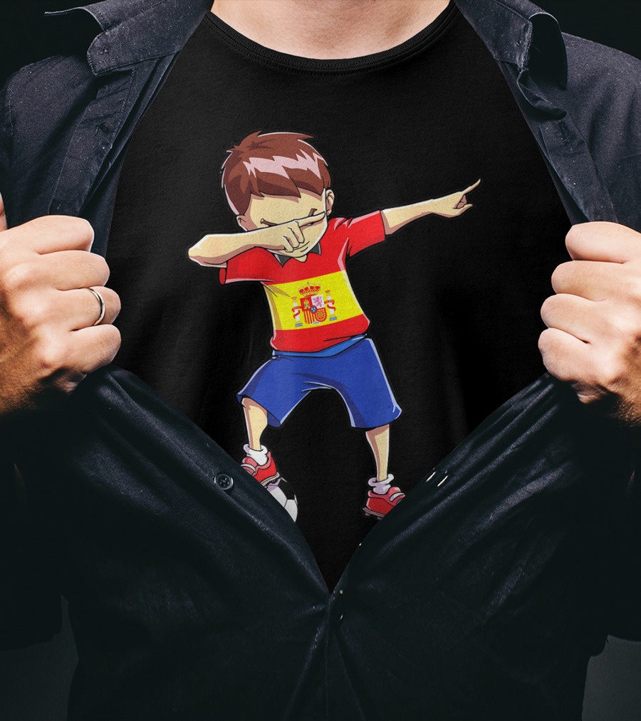 Spain Soccer Dabbing Kid Spanish Football T-Shirt