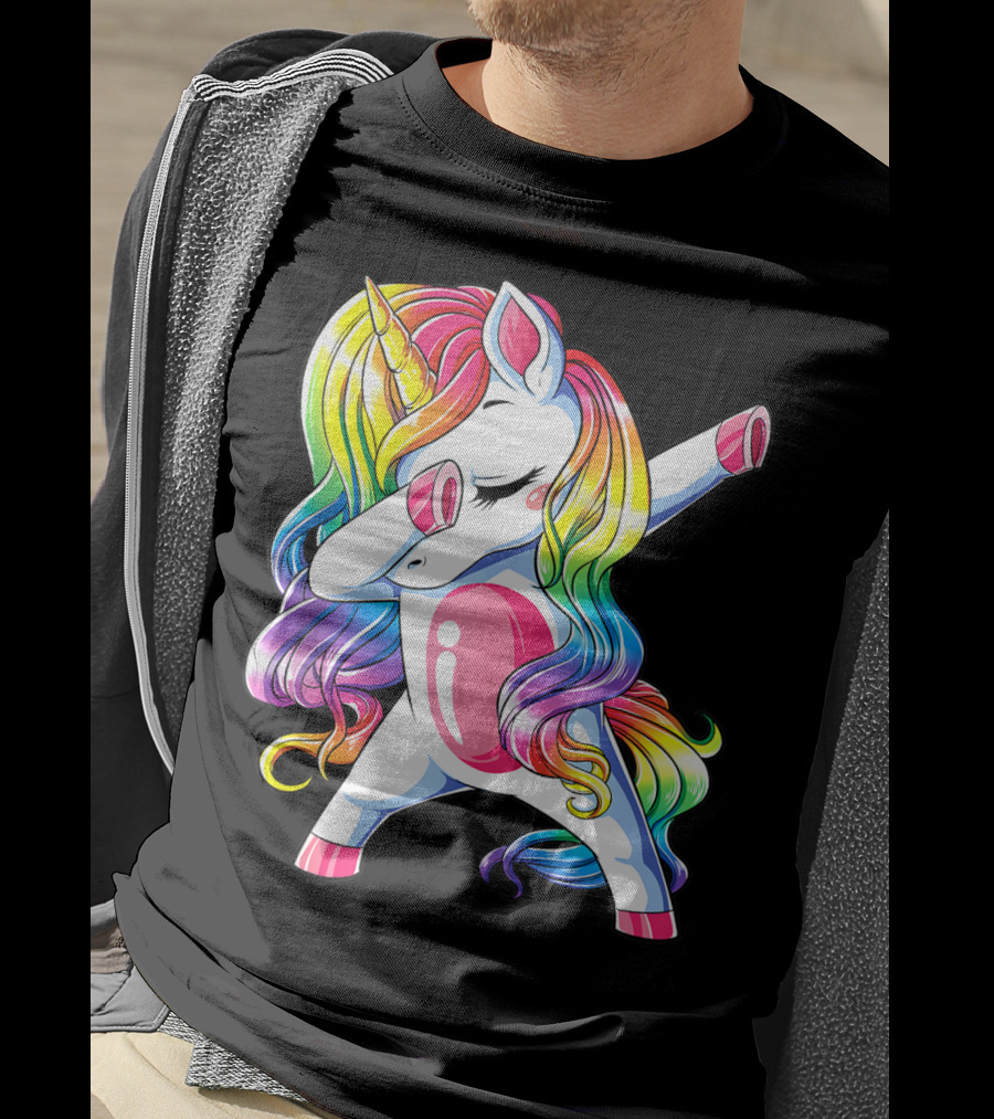 Dabbing Unicorn Rainbow Dance Squad Women Funny Dab T-Shirt