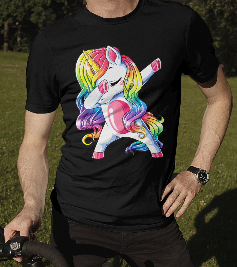 Dabbing Unicorn Rainbow Dance Squad Women Funny Dab T-Shirt