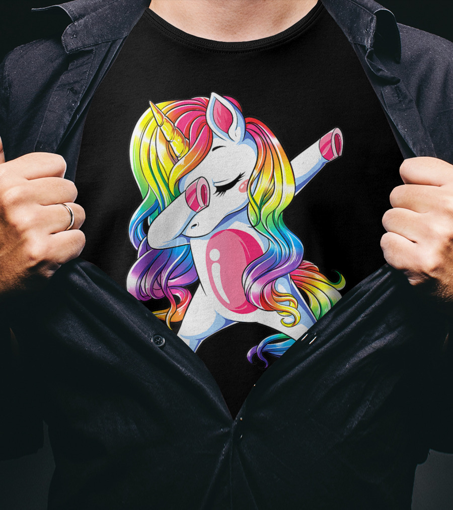 Dabbing Unicorn Rainbow Dance Squad Women Funny Dab T-Shirt