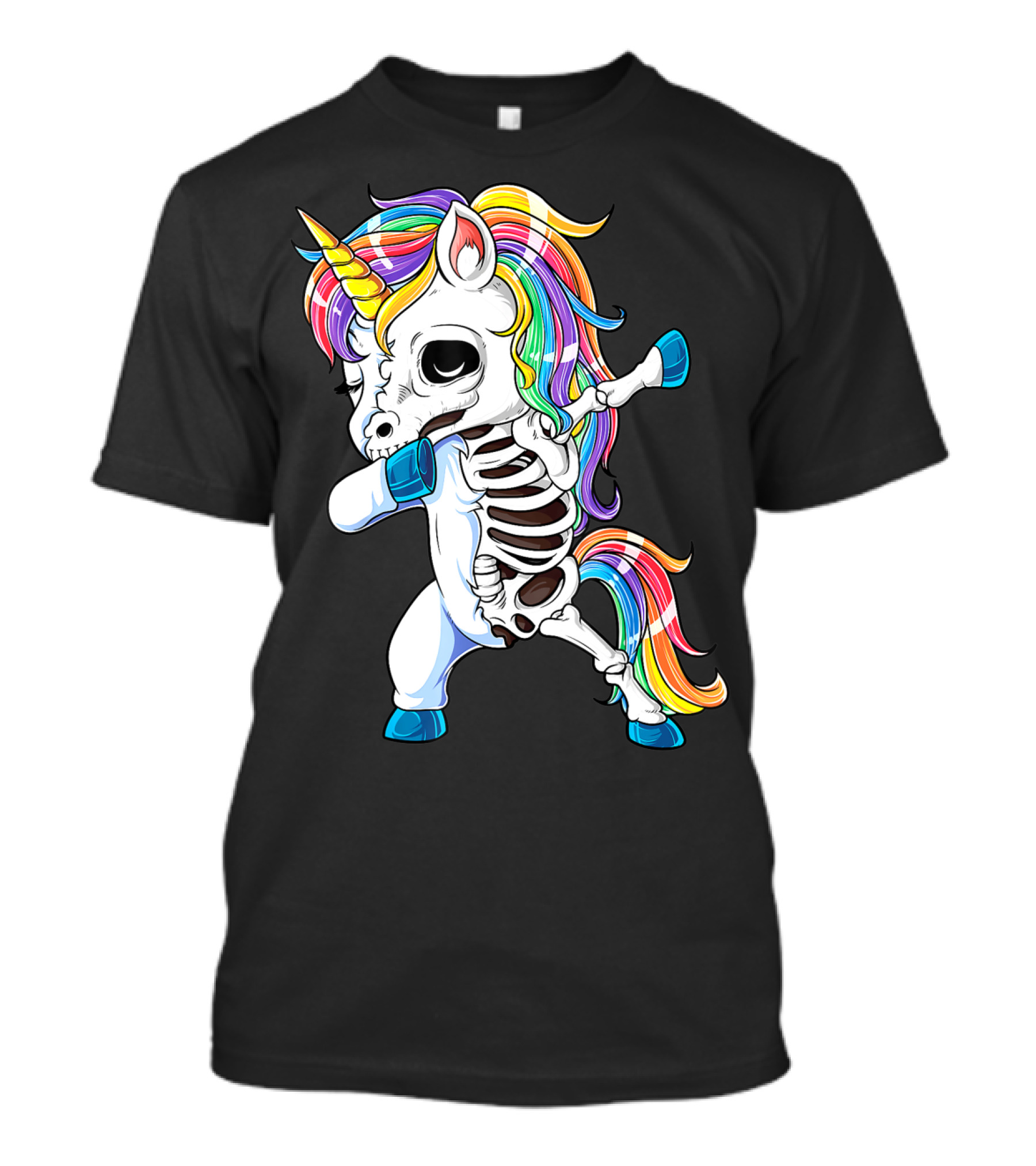 Dabbing Unicorn Skeleton Halloween Girls Dab Rainbow T-Shirt