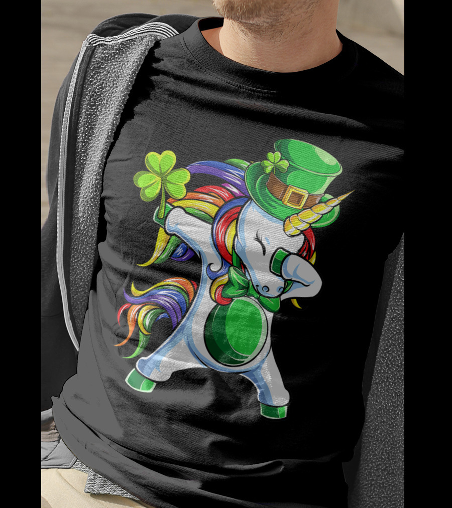 Dabbing Unicorn Lepricorn St Patricks Day Girls T-Shirt