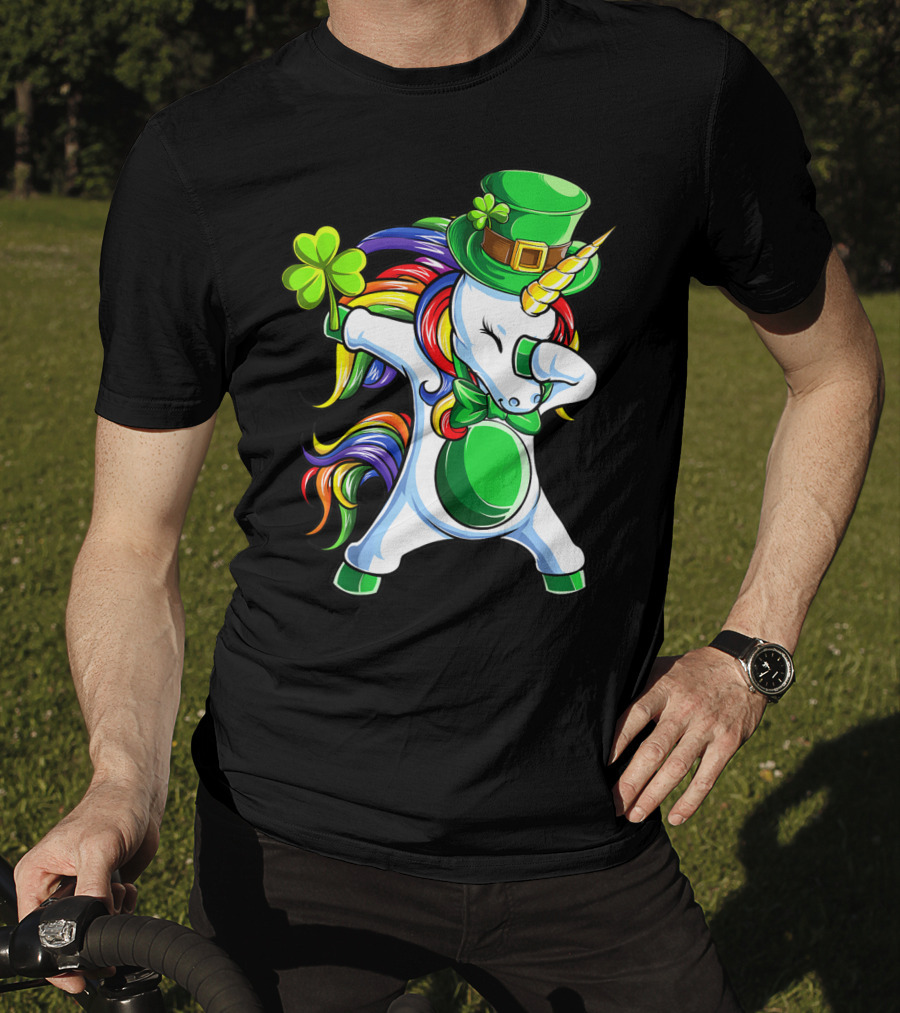 Dabbing Unicorn Lepricorn St Patricks Day Girls T-Shirt