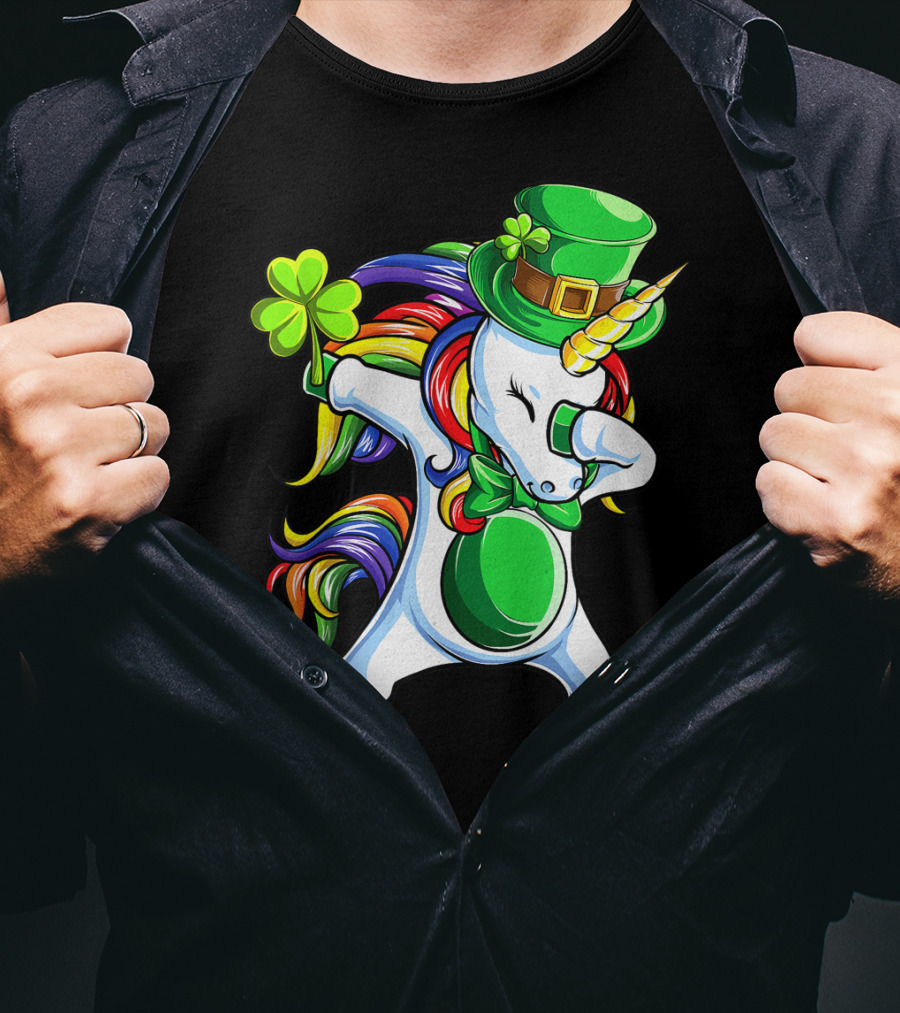 Dabbing Unicorn Lepricorn St Patricks Day Girls T-Shirt