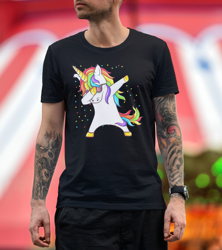 Dabbing Unicorn Unicorn Dab Rainbow Mane T-Shirt