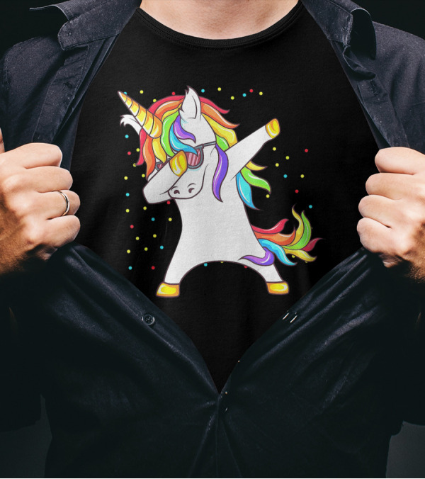 Dabbing Unicorn Unicorn Dab Rainbow Mane T-Shirt