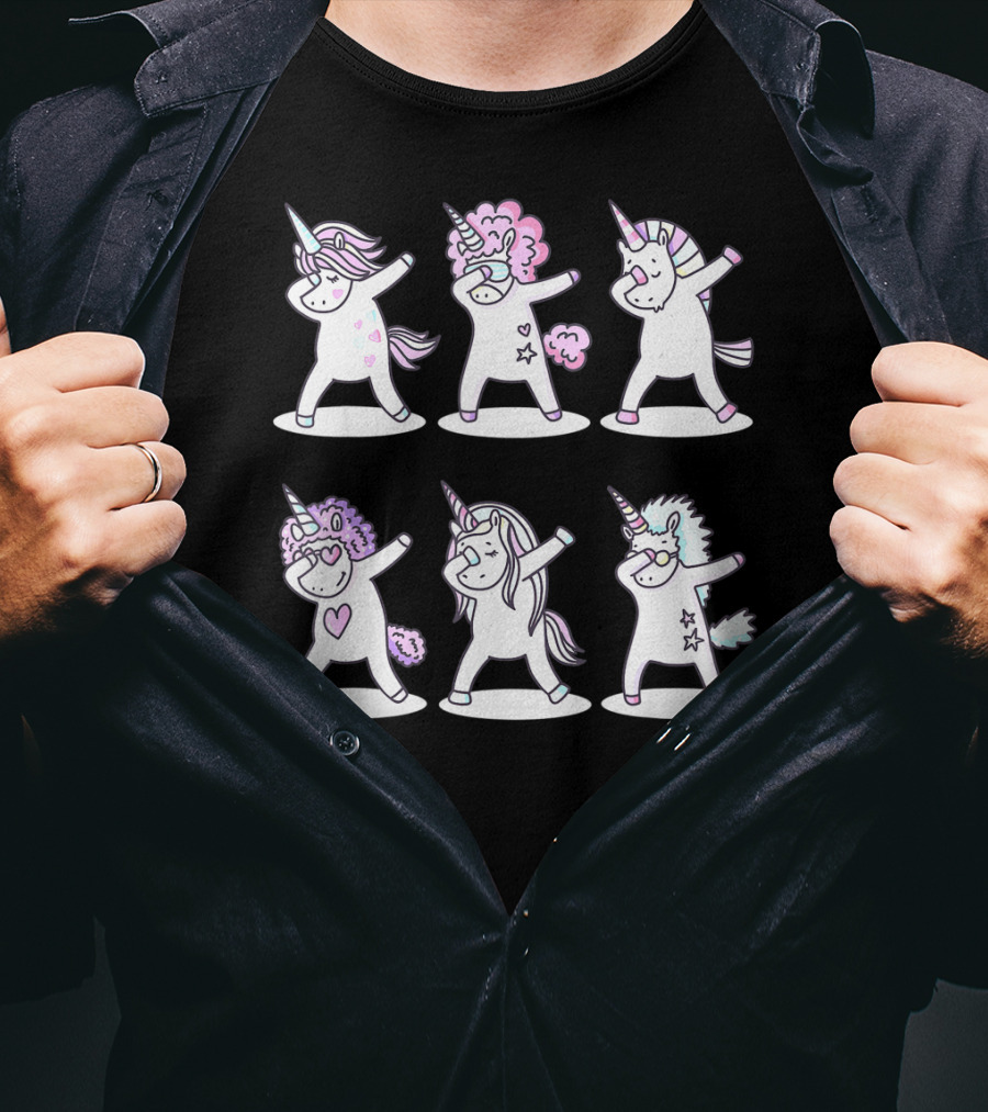Dabbing Unicorns Funny Unicorn Birthday T-Shirt
