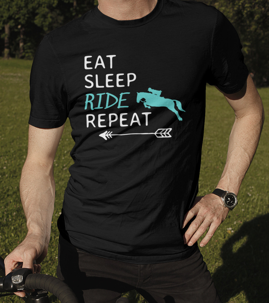 Eat Sleep Ride Repeat Horseback Riding Silhouette Arrow T-Shirt
