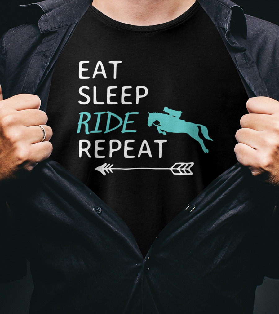 Eat Sleep Ride Repeat Horseback Riding Silhouette Arrow T-Shirt