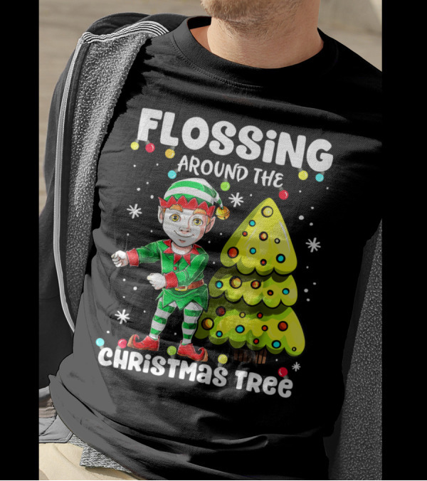 Flossing Elf Dancing Around The Christmas Tree T-Shirt