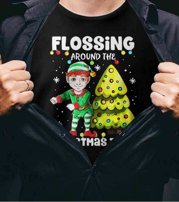 Flossing Elf Dancing Around The Christmas Tree T-Shirt