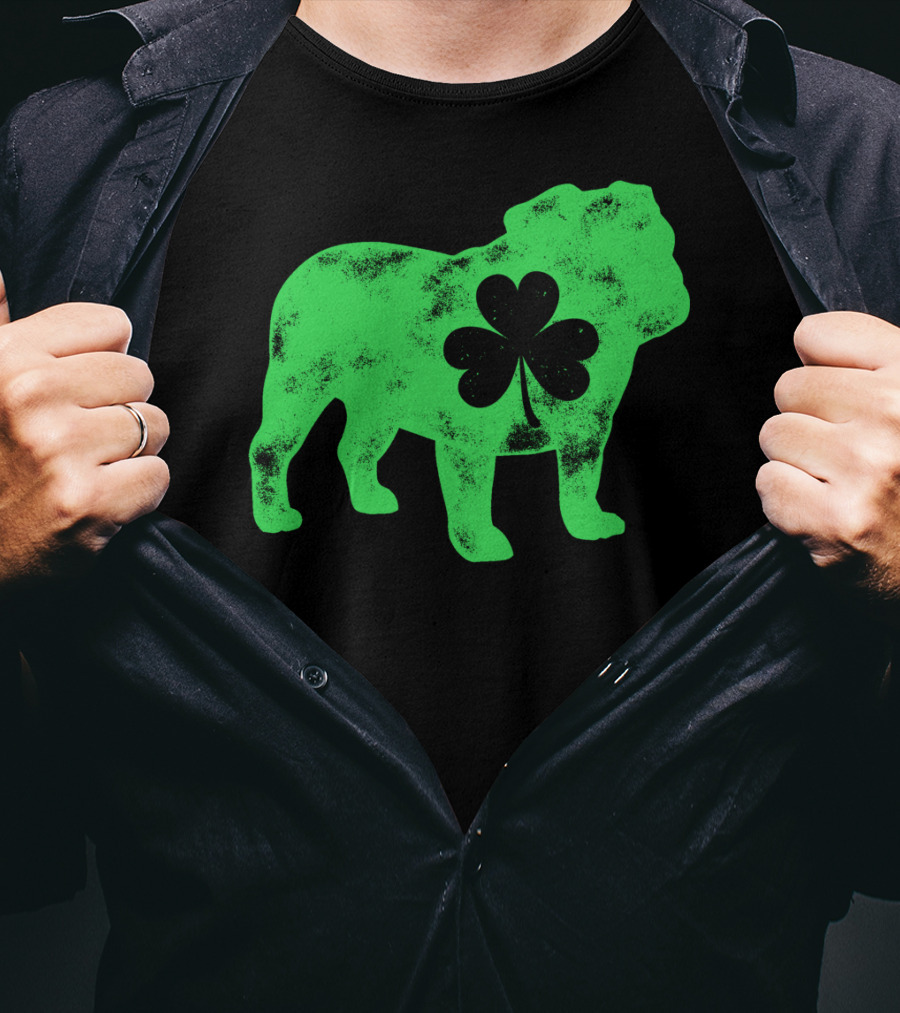 English Bulldog Shamrock St Patricks Day Men Dog T-Shirt