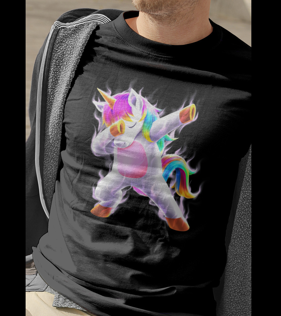 Dabbing Rainbow Unicorn Fantasy Magic Bright Mane T-Shirt