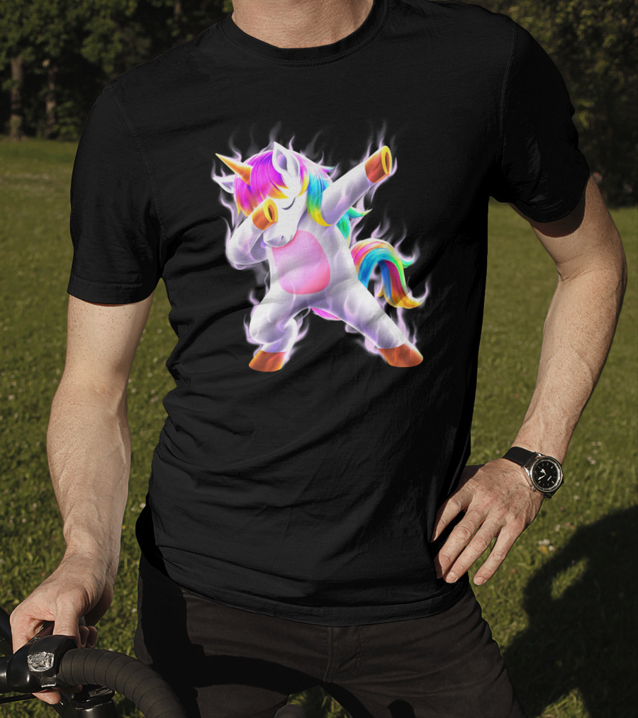 Dabbing Rainbow Unicorn Fantasy Magic Bright Mane T-Shirt