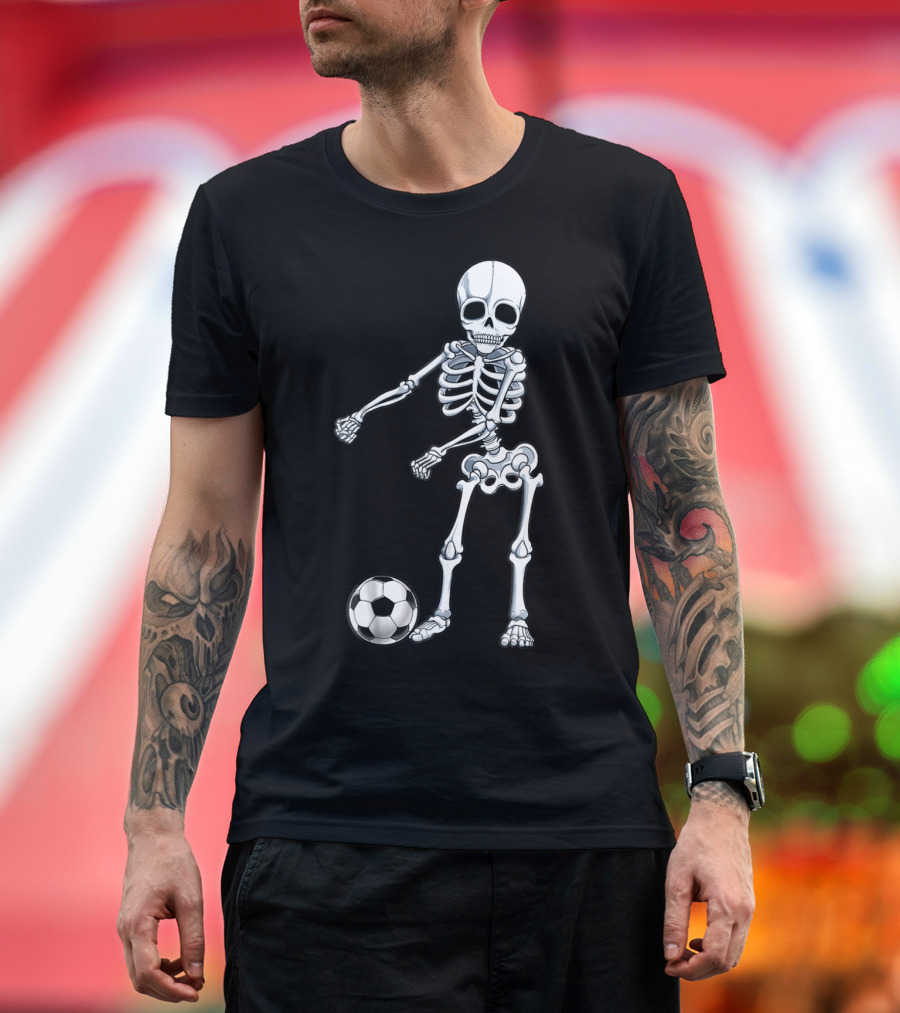Floss Dance Skeleton Soccer Ball Boys Men Flossing Skeleton Soccer Combo T-Shirt