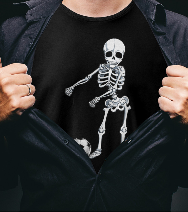 Floss Dance Skeleton Soccer Ball Boys Men Flossing Skeleton Soccer Combo T-Shirt