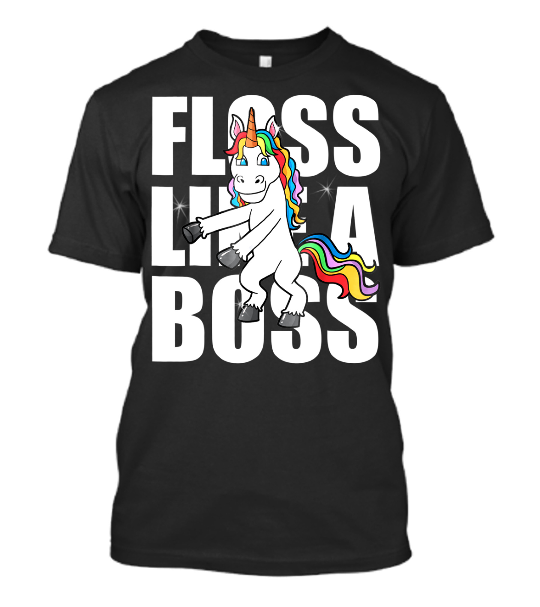 Floss Like A Boss Rainbow Unicorn Dance Girls T-Shirt