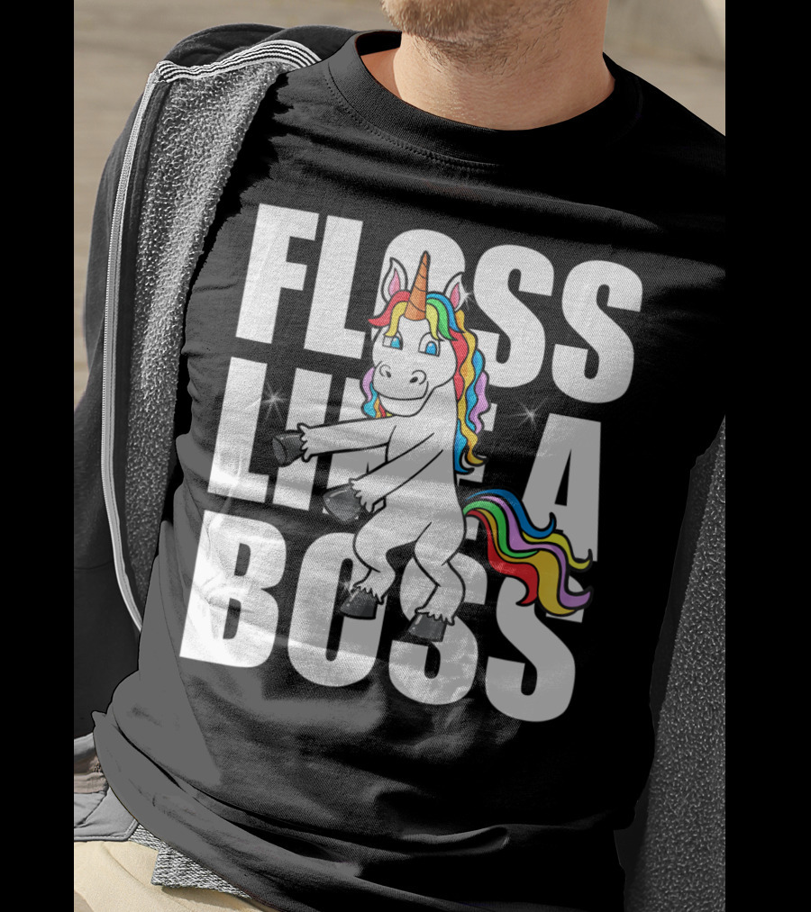Floss Like A Boss Rainbow Unicorn Dance Girls T-Shirt