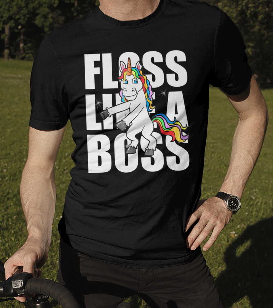 Floss Like A Boss Rainbow Unicorn Dance Girls T-Shirt