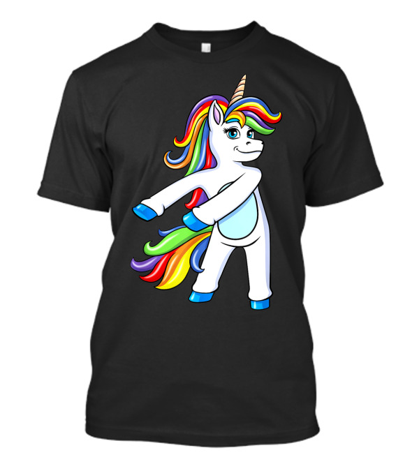 Flossing Unicorn Dance With Rainbow Mane And Tail T-Shirt