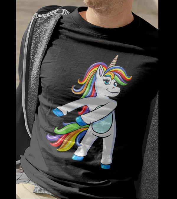 Flossing Unicorn Dance With Rainbow Mane And Tail T-Shirt